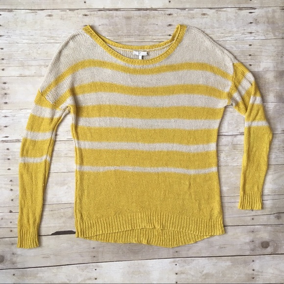 JOIE Yellow Cream Thin Linen Open Knt Boat Sweater - Picture 2 of 6